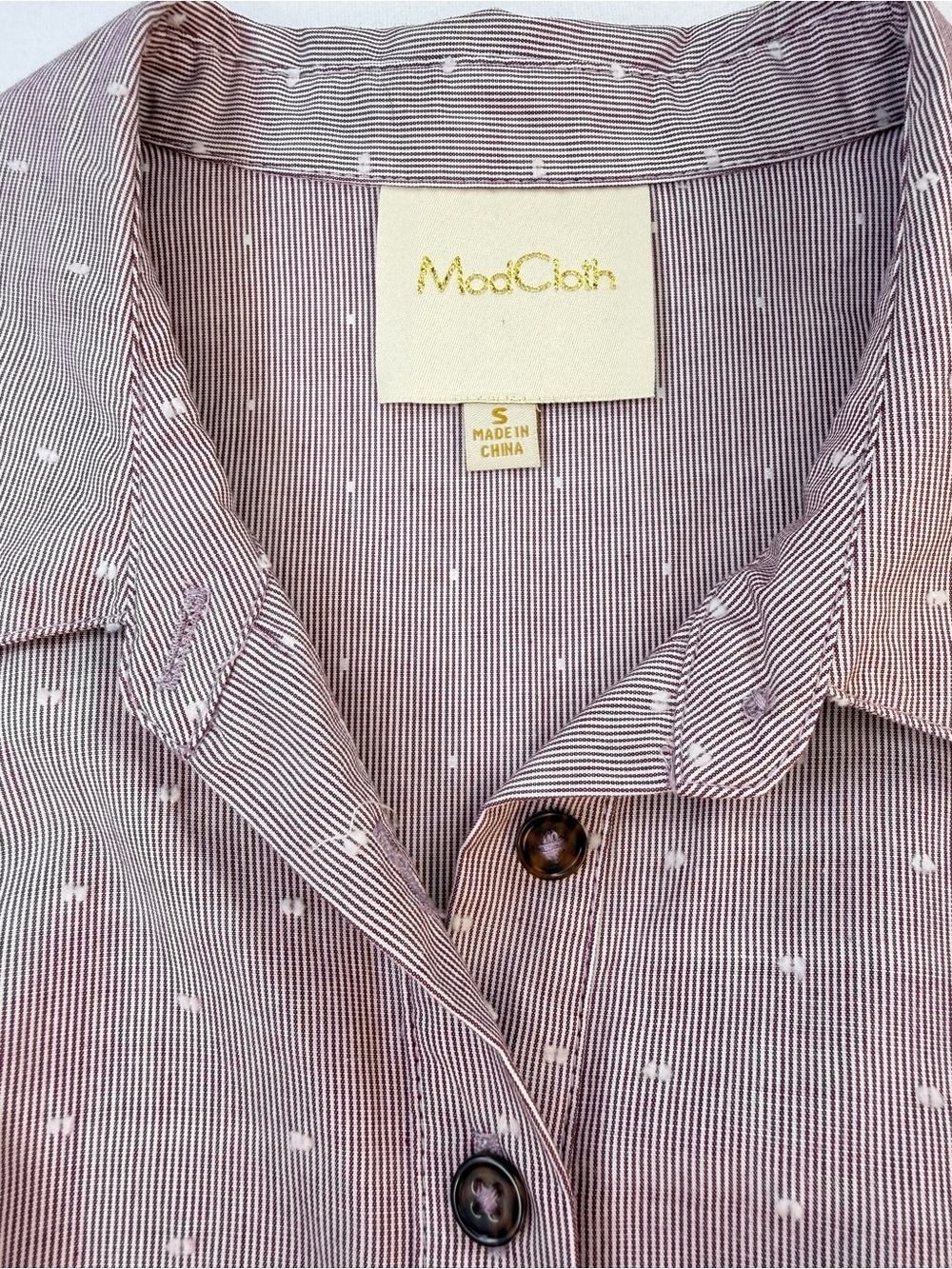 ModCloth Dusty Mauve Button-Front Long Sleeve Collared Shirt Dress - Picture 7 of 10